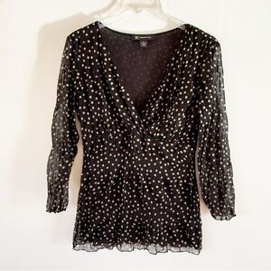 Vintage Women Y2K Mesh Polka Dot Top Medium Whimsigoth Fairy Grunge Feminine